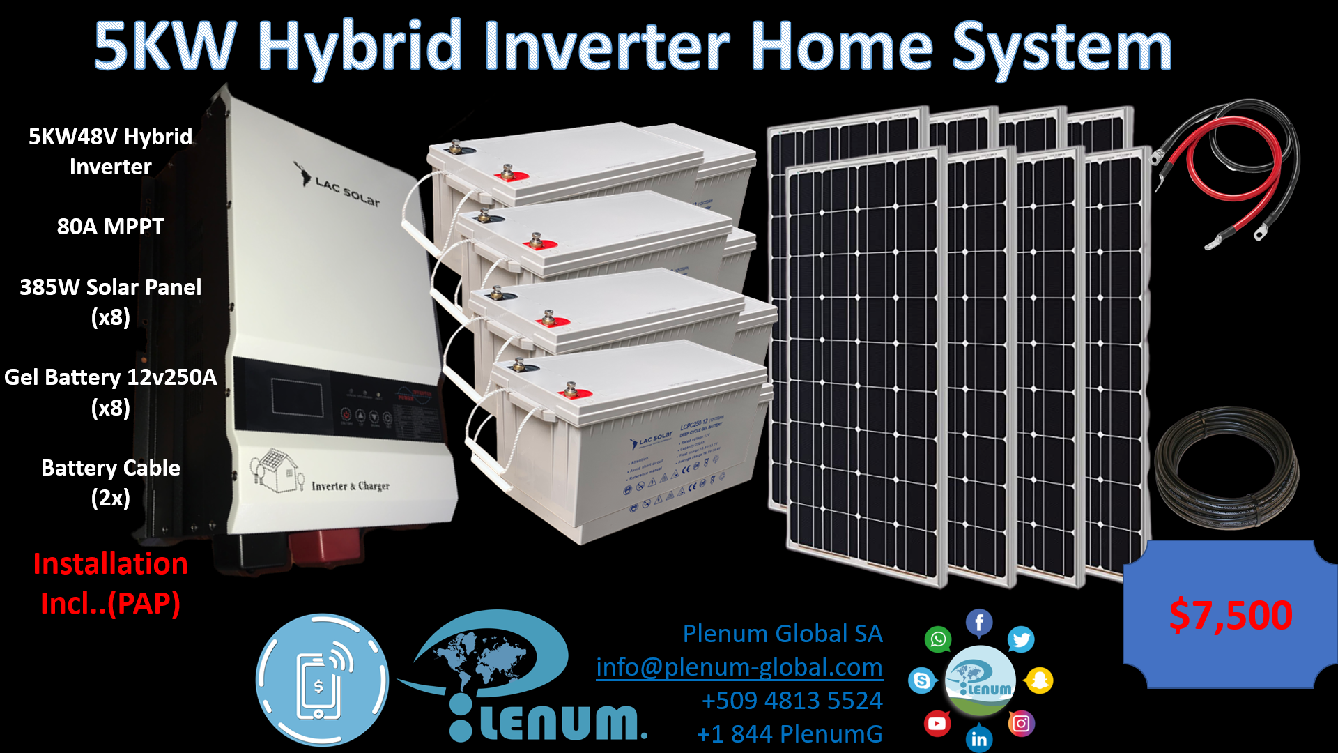 5 KW HYBRID SOLAR HOME SYSTEM Plenum Global Inc. / S.A.
