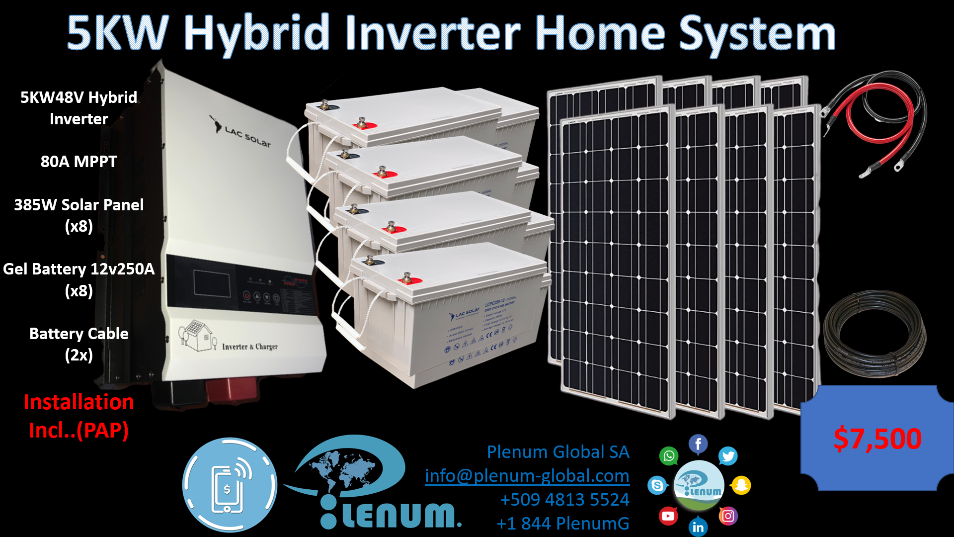 5 KW HYBRID SOLAR HOME SYSTEM - Plenum Global Inc. / S.A.